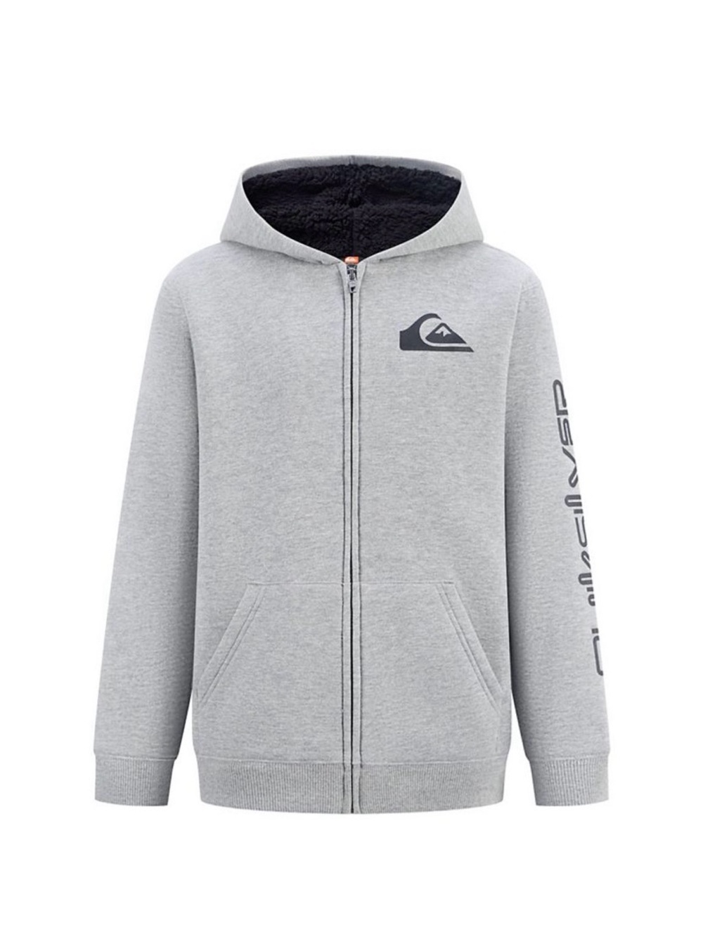 Quicksilver Boys Full Zip Sherpa Lined Hoodie- Gray - Large (14/16) Reg $60